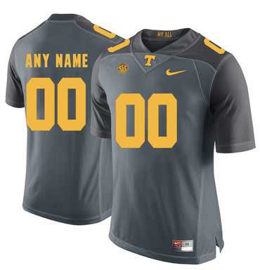 Mens Tennessee Volunteers Gray Customized College Football Jersey